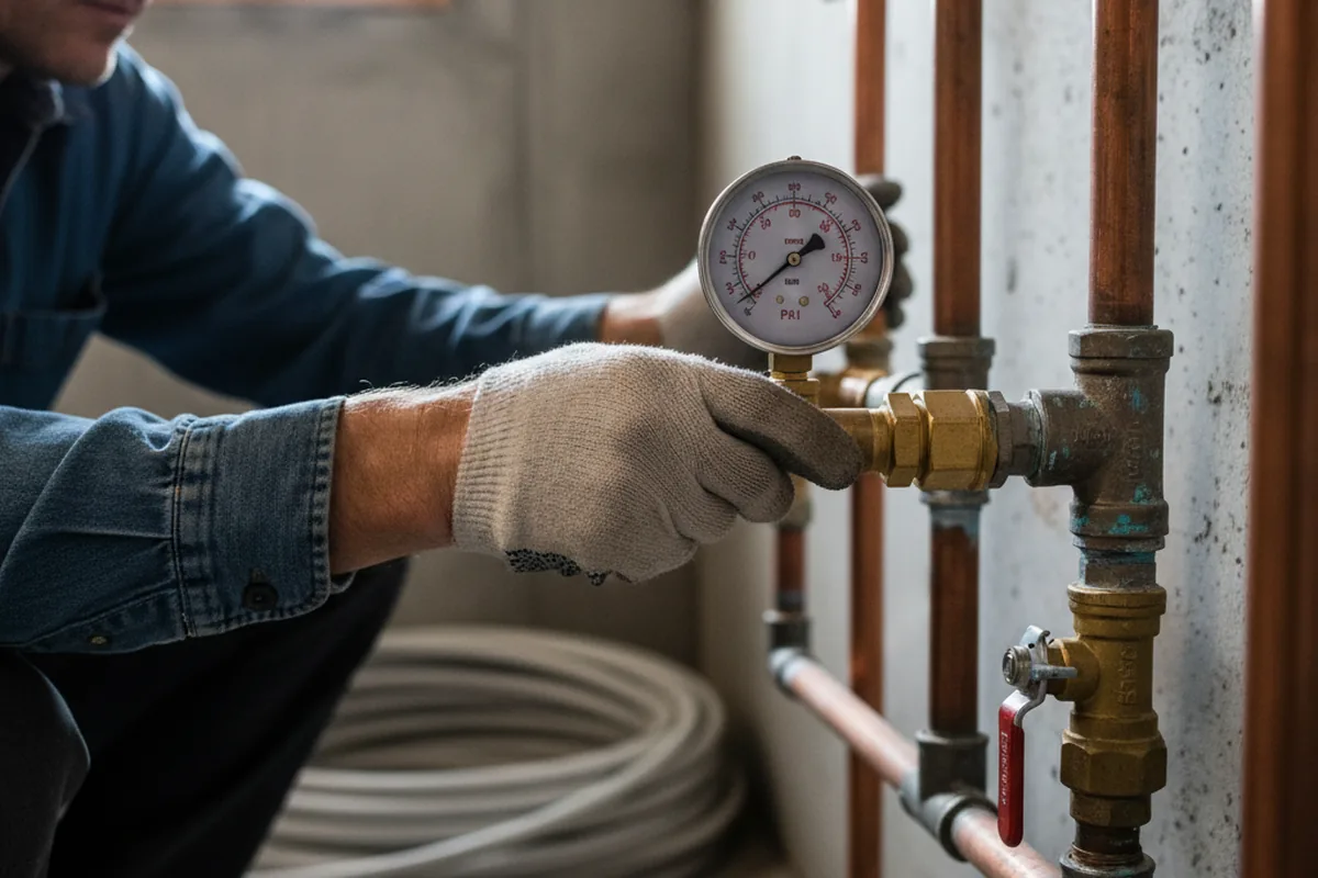 Pressure testing a repaired line during Water Line Repair in Perrysburg